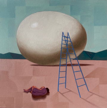 artwork, painting, ladder, sky