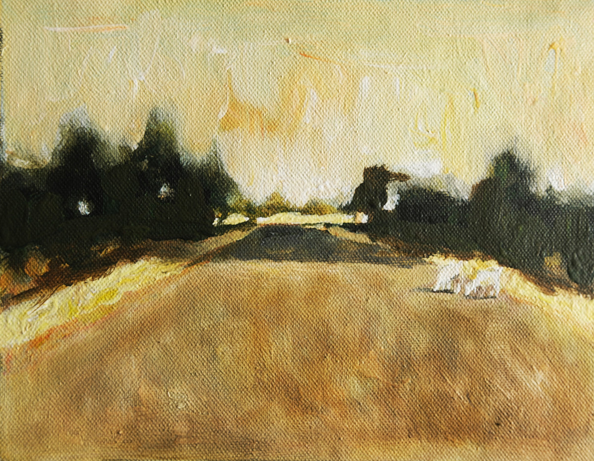 Village road in passing light