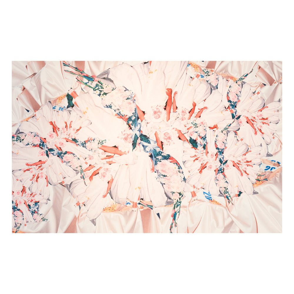 Off-white Satin with Flowers