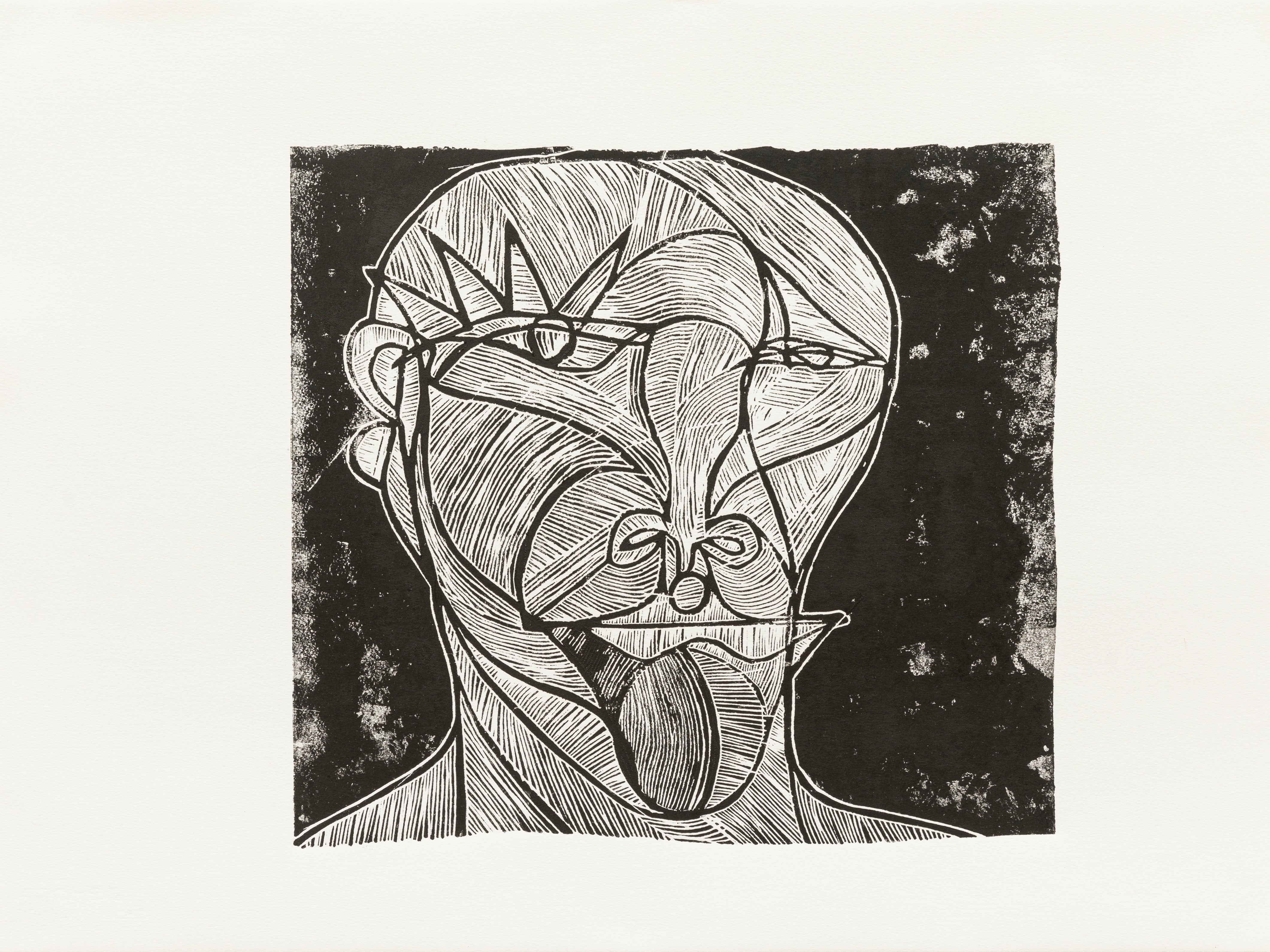 FURROWS BLACK LINOCUT