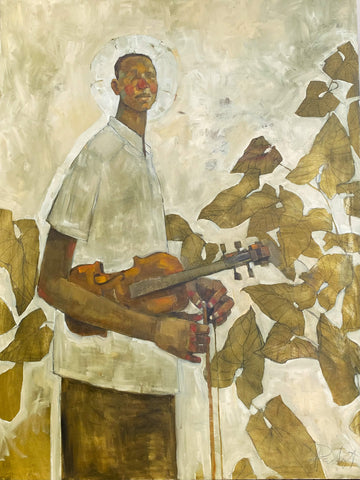 Magutu holding his Violin