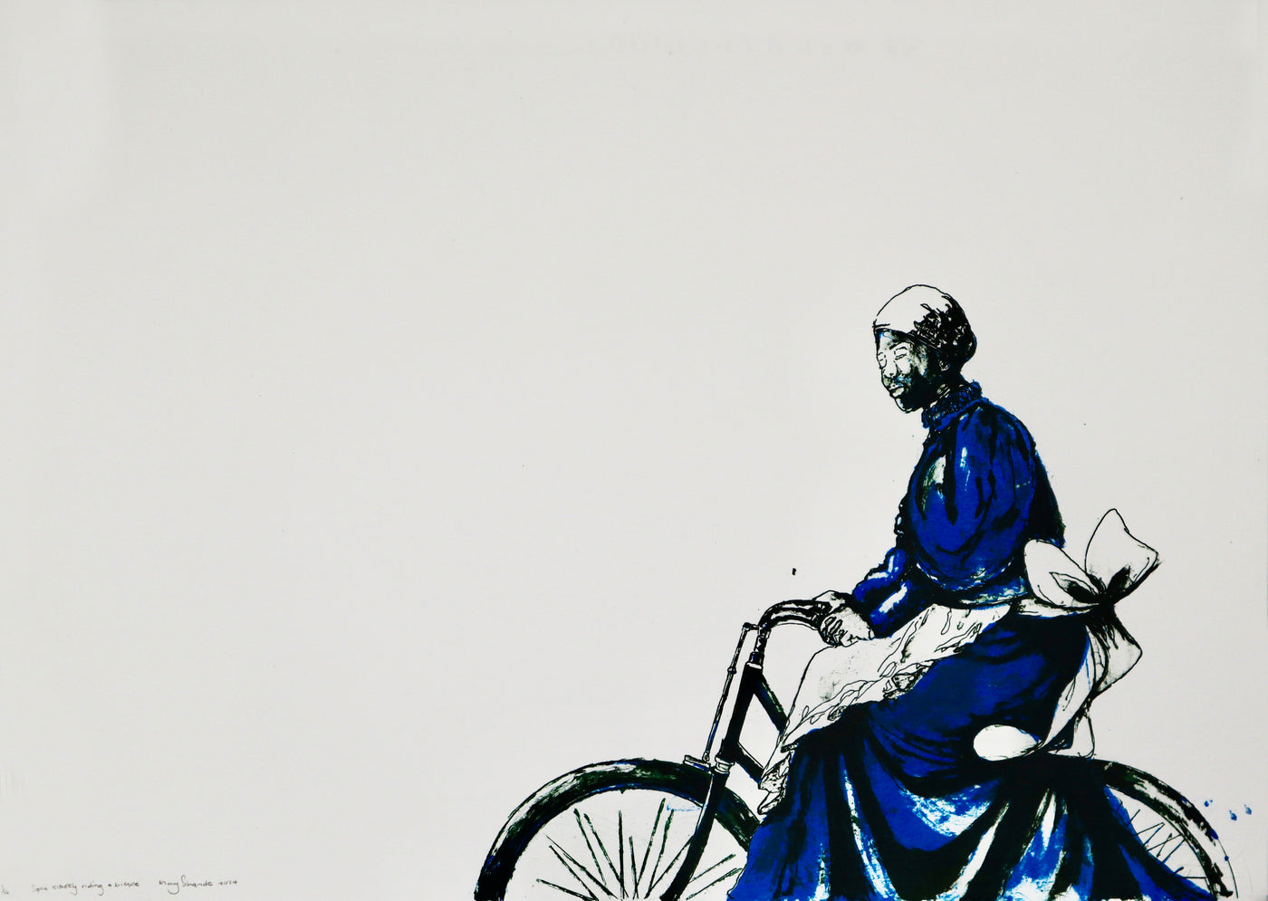 Sophie leisurely riding a bicycle