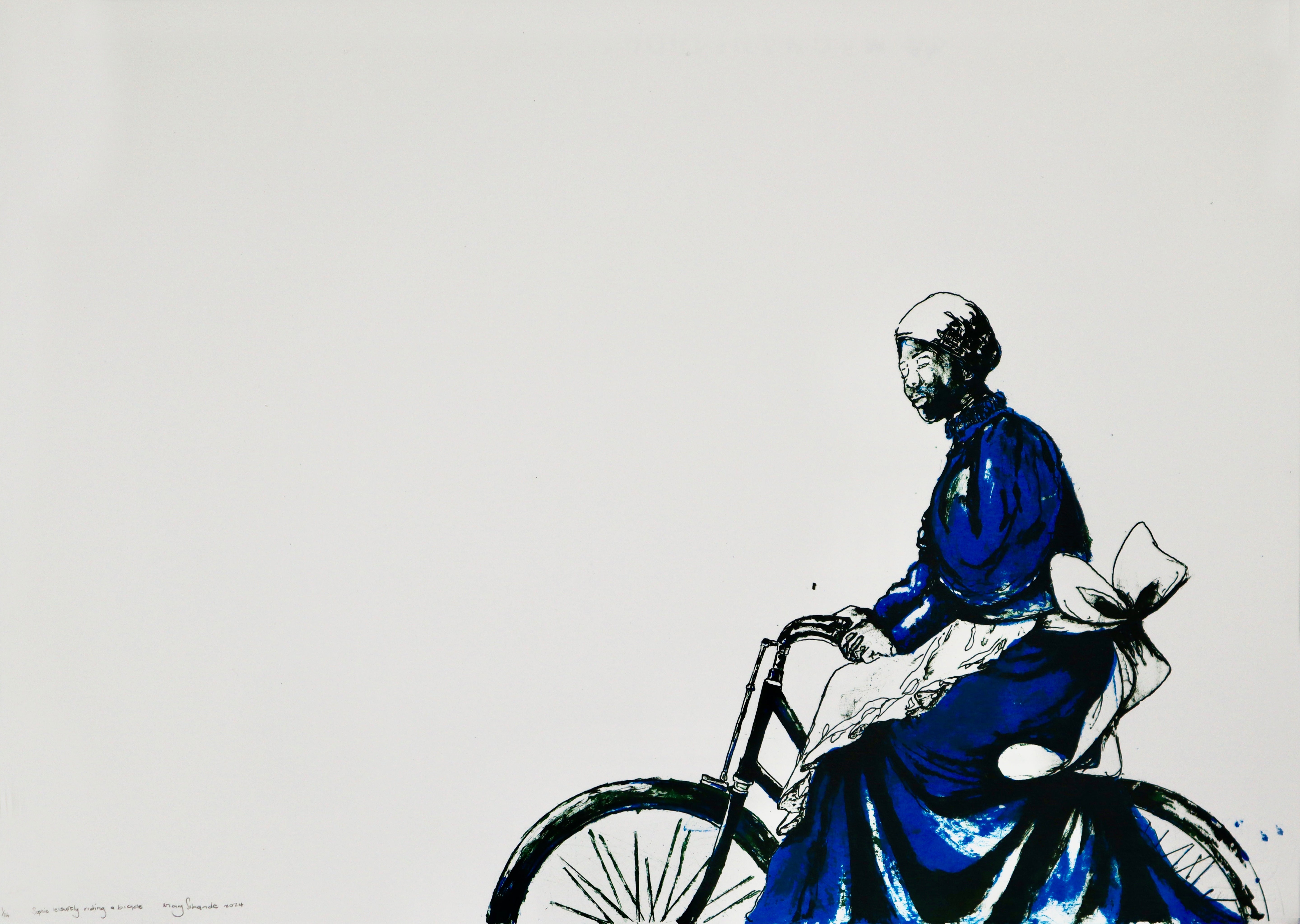Sophie leisurely riding a bicycle