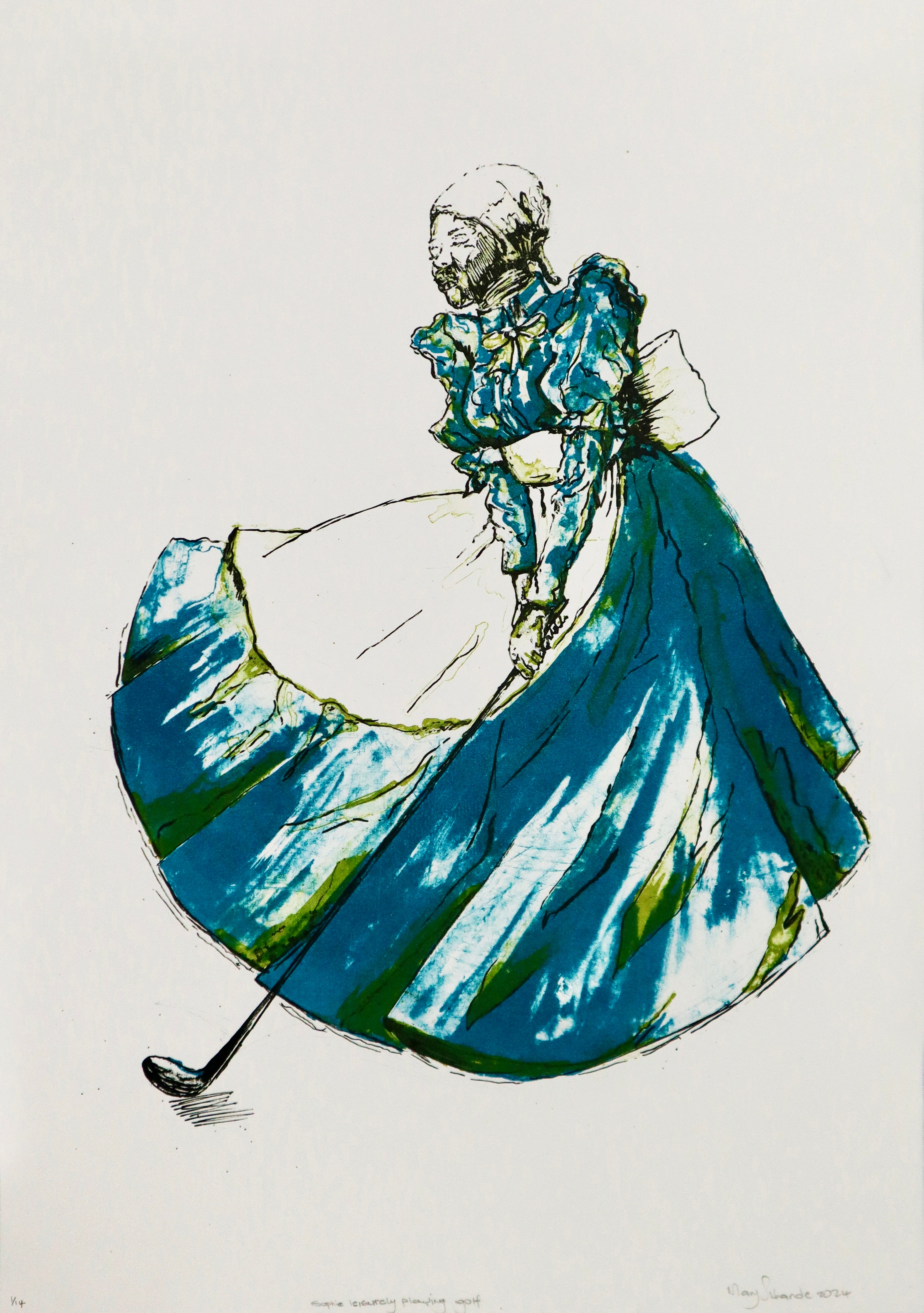 Sophie leisurely playing golf