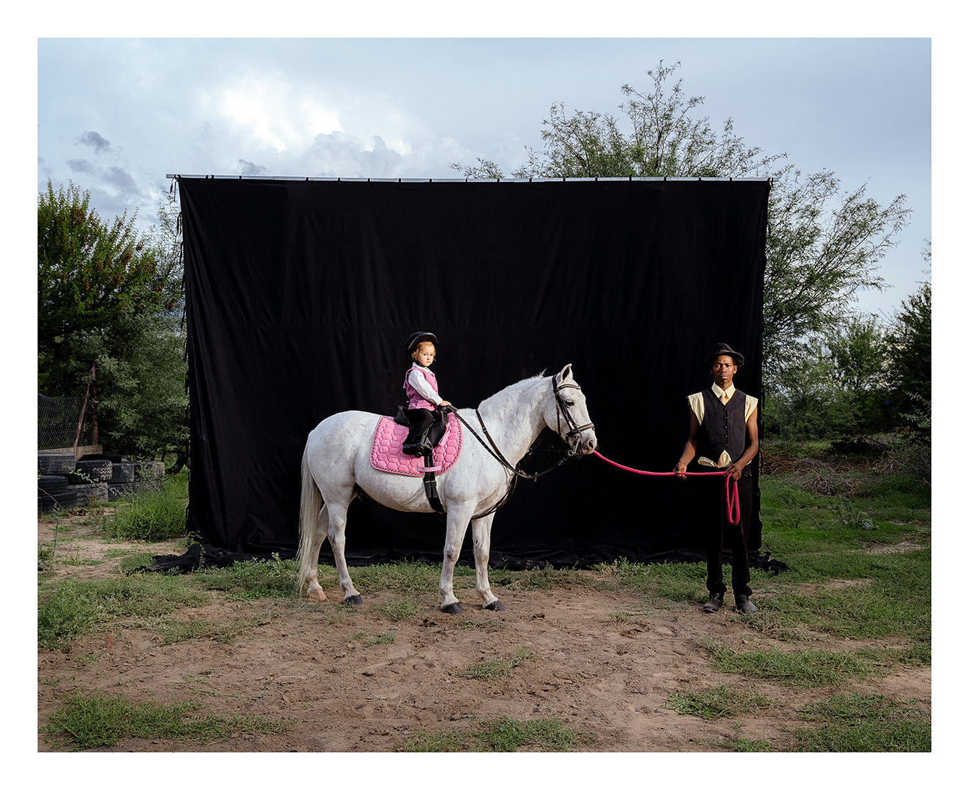 Karlien Lourens and Charlie Makwena with Nobel, The SA Hackney Championships, Beaufort West. The Lourens family rents stables from the Makwena family Ed 1/5