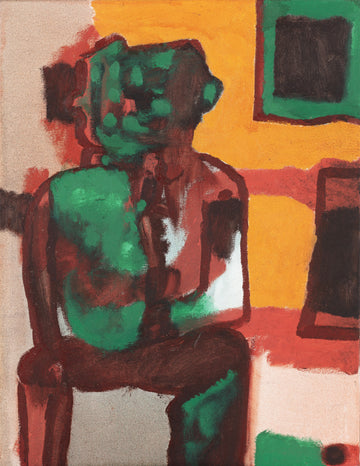 Untitled (Seated Green & brown Figure)