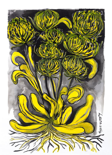 BUNCH OF YELLOW PINCUSHIONS, DRIED OUT IN MY STUDIO