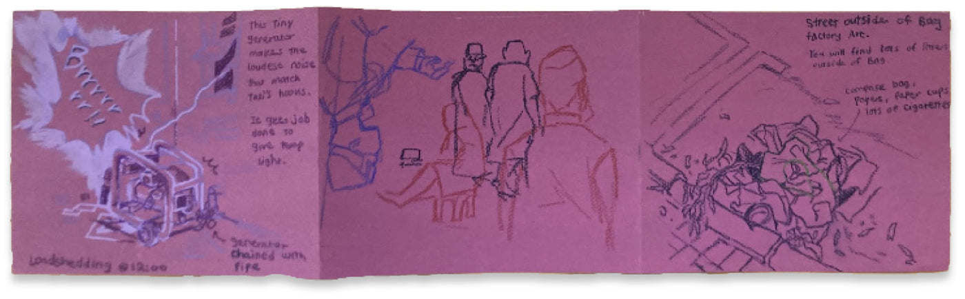 Sketch from the outside of Bag Factory Art