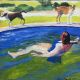Clare Menck-Reservoir swimming selfie with 2 dogs