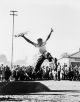Alf Kumalo-Hugh Masekela leaps into the air with delight...